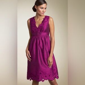 Adrianna Papell Silk Blend Sleeveless Empire Waist Magenta Dress 12